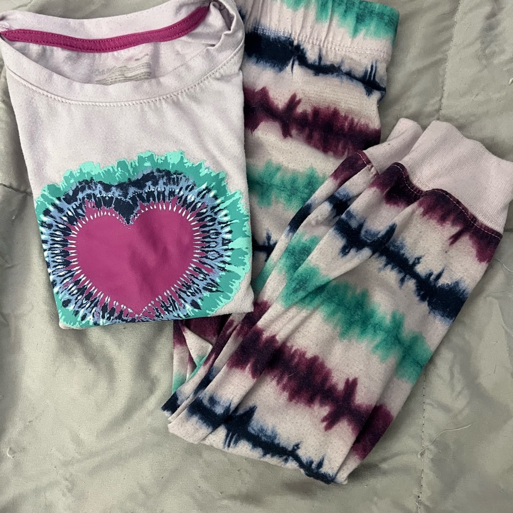 Cat & Jack Pink and Blue Pajama Set with Heart Design